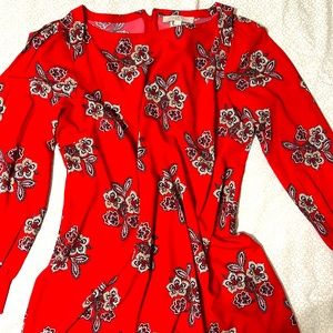 The loft dress plus size the loft plus size 16 Used red floral long sleeve dress